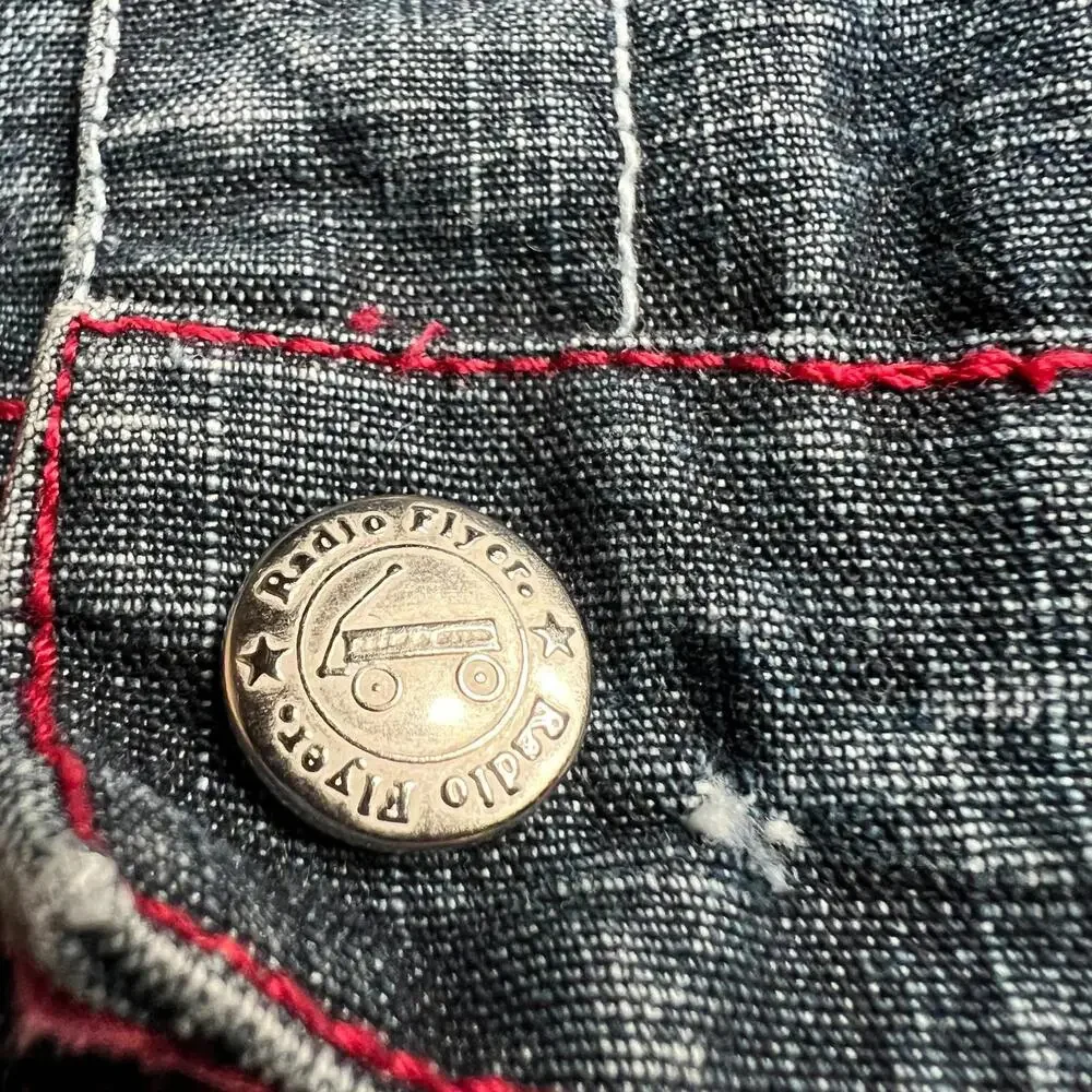 Vintage Radio Flyer Denim‎ Jacket Kids 2T Vintage Style Logo Patch Blue